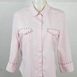 Old Navy Top size Large Pink Jeweled 3/4 Sleeve
